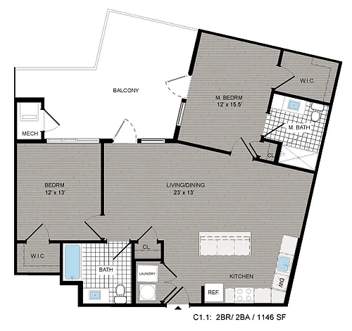 Floor plan 2BR/2BA