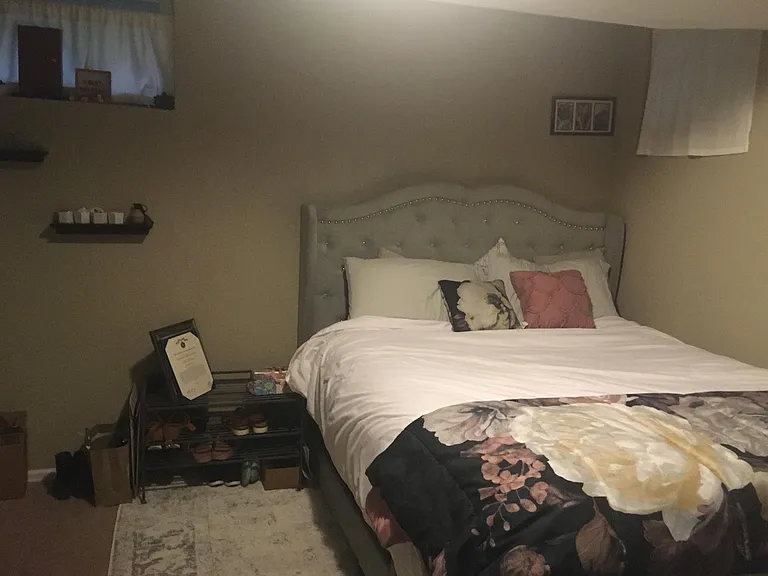 Downstairs bedroom has a large closest, exposed brick wall, and large egress window.
The fourth bedroom or family room is not pictured yet, but has new carpet, fresh paint, fireplace, and large egress window. ( more photos of this room coming)