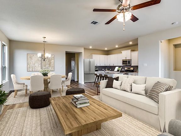 Great room adjacent to dining area