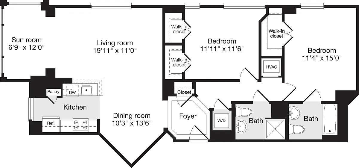 Floor plan 2 Bedrooms Q