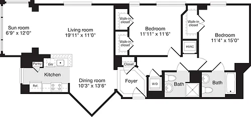 Floor plan 2 Bedrooms R