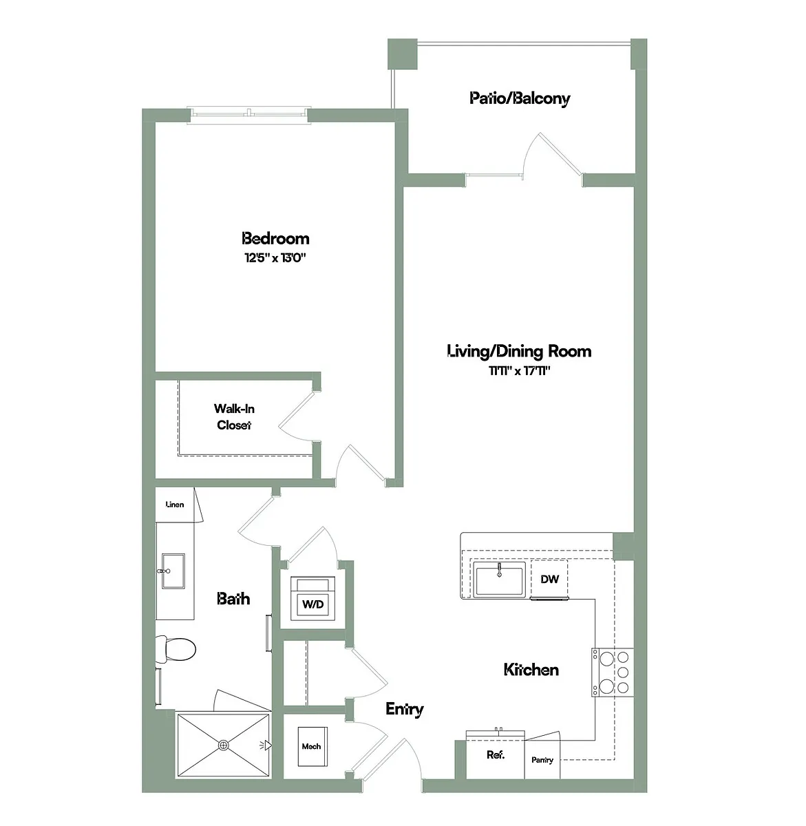Floor plan The Paragon | 1 Bed | 1 Bath