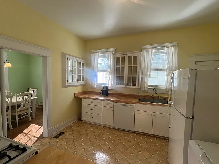 new counter top butcher block ,new base cabinets and dishwasher