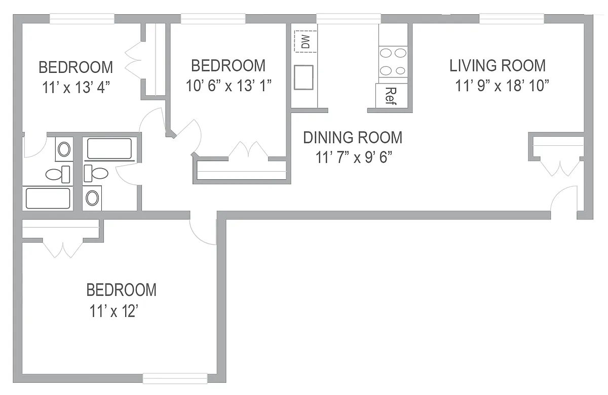 Floor plan 3BR/2BA