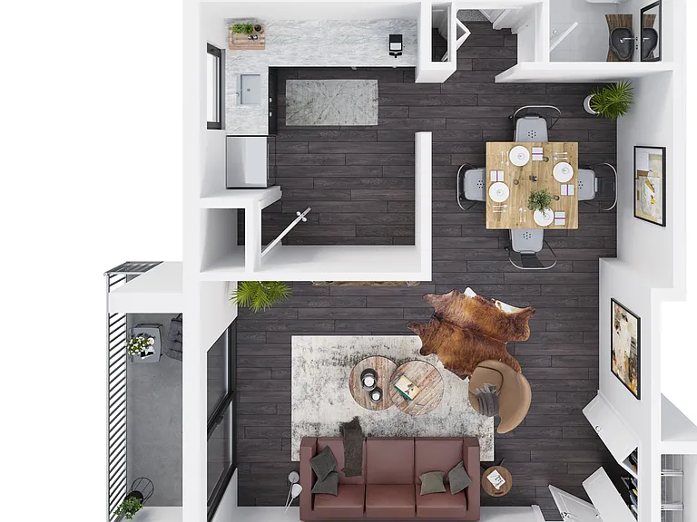 Explore the elegant design of this Gatewater Landing one-bedroom apartment. Explore the elegant design of this Gatewater Landing one-bedroom apartment.