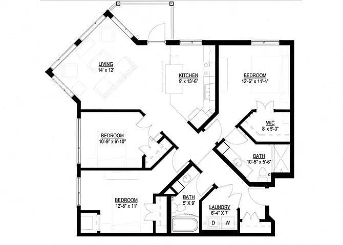 Floor plan Three Bedroom A