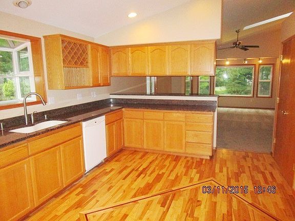 View of kitchen and living room.