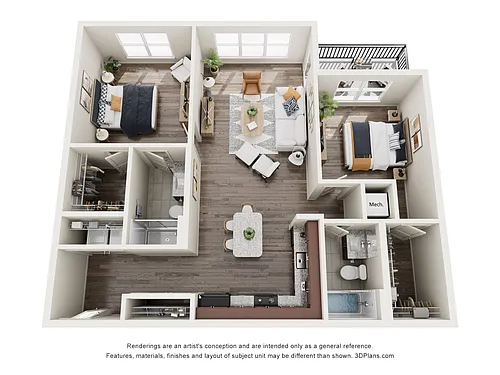 Floor plan 2 bedroom 2 Bath