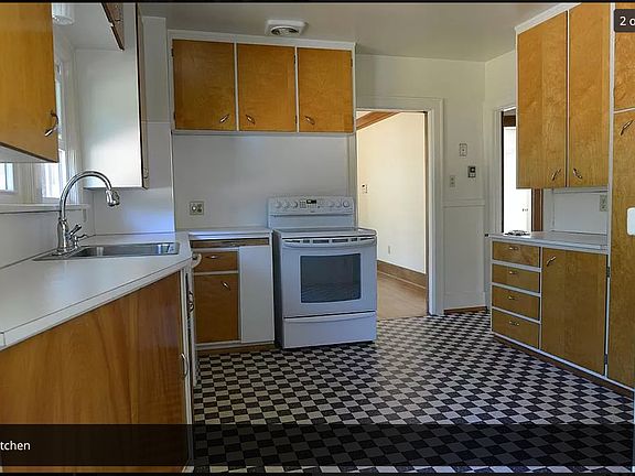Kitchen with deep cabinets.