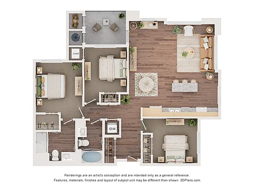 Floor plan 3AA (Wheelchair Accessible)