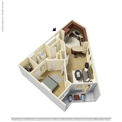 Floor plan 1 Bedroom - A3