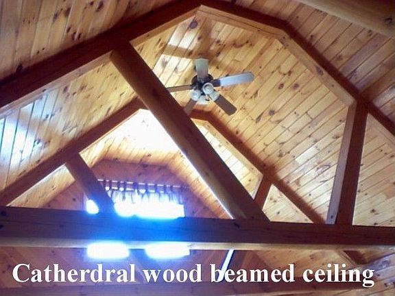 Cathedral wood beamed ceiling