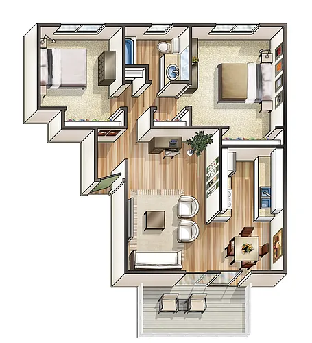 Floor plan 2x1b - Harbor
