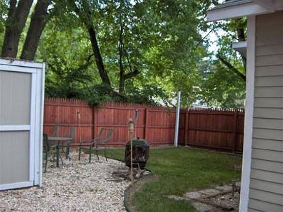Fenced back yard.