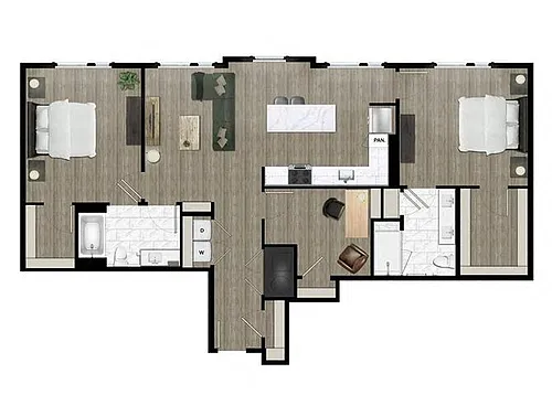 Floor plan Two Bedroom + Den (2 DEN A)