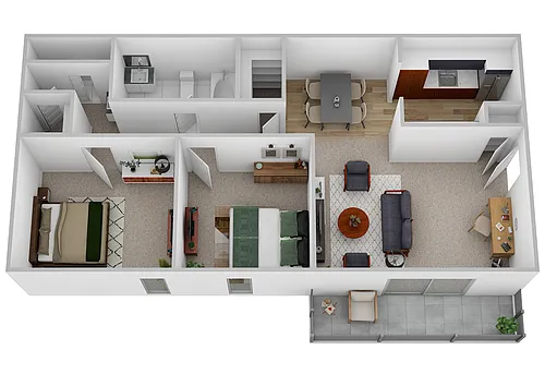 Floor plan 2 Bedroom/1.5 Bathrooms Upgraded Floor Plan
