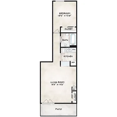 Floor plan One Bed One Bath Small