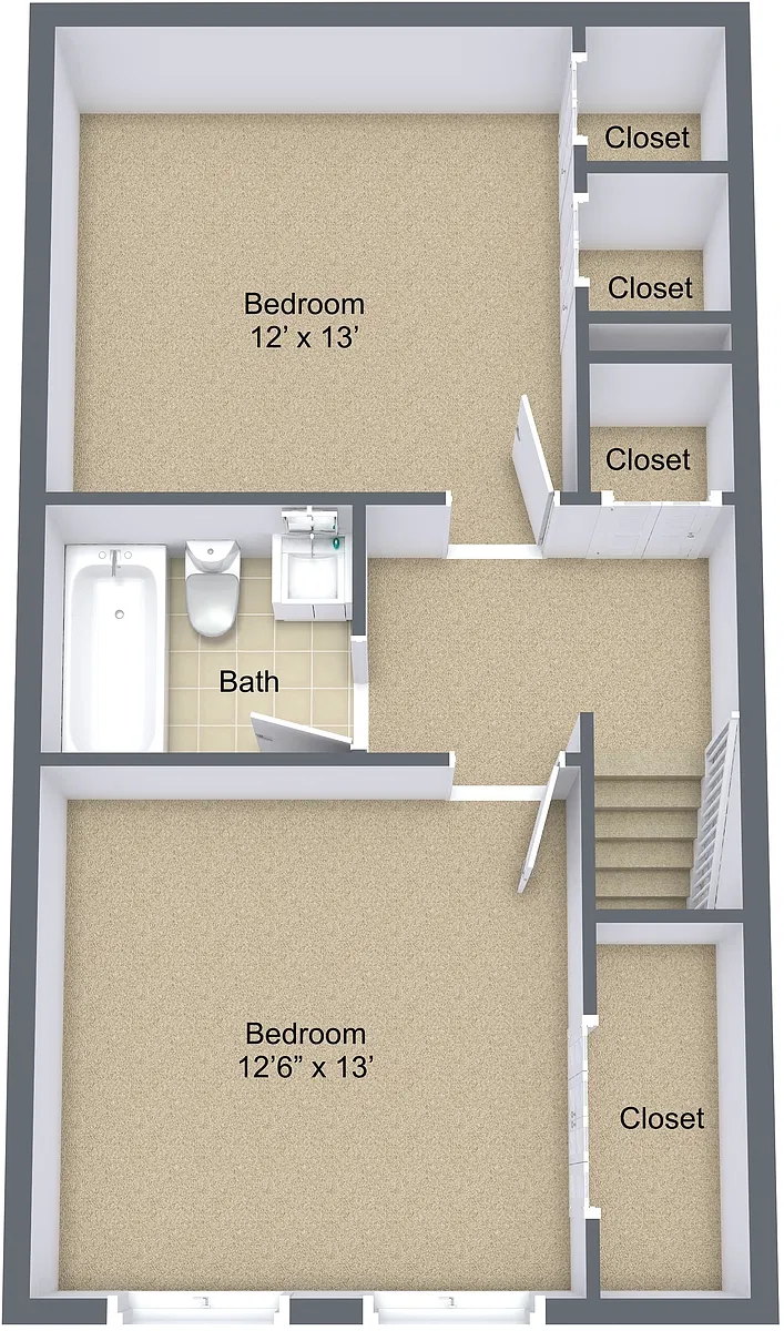Floor plan Two Bedroom Townhome 2nd Floor