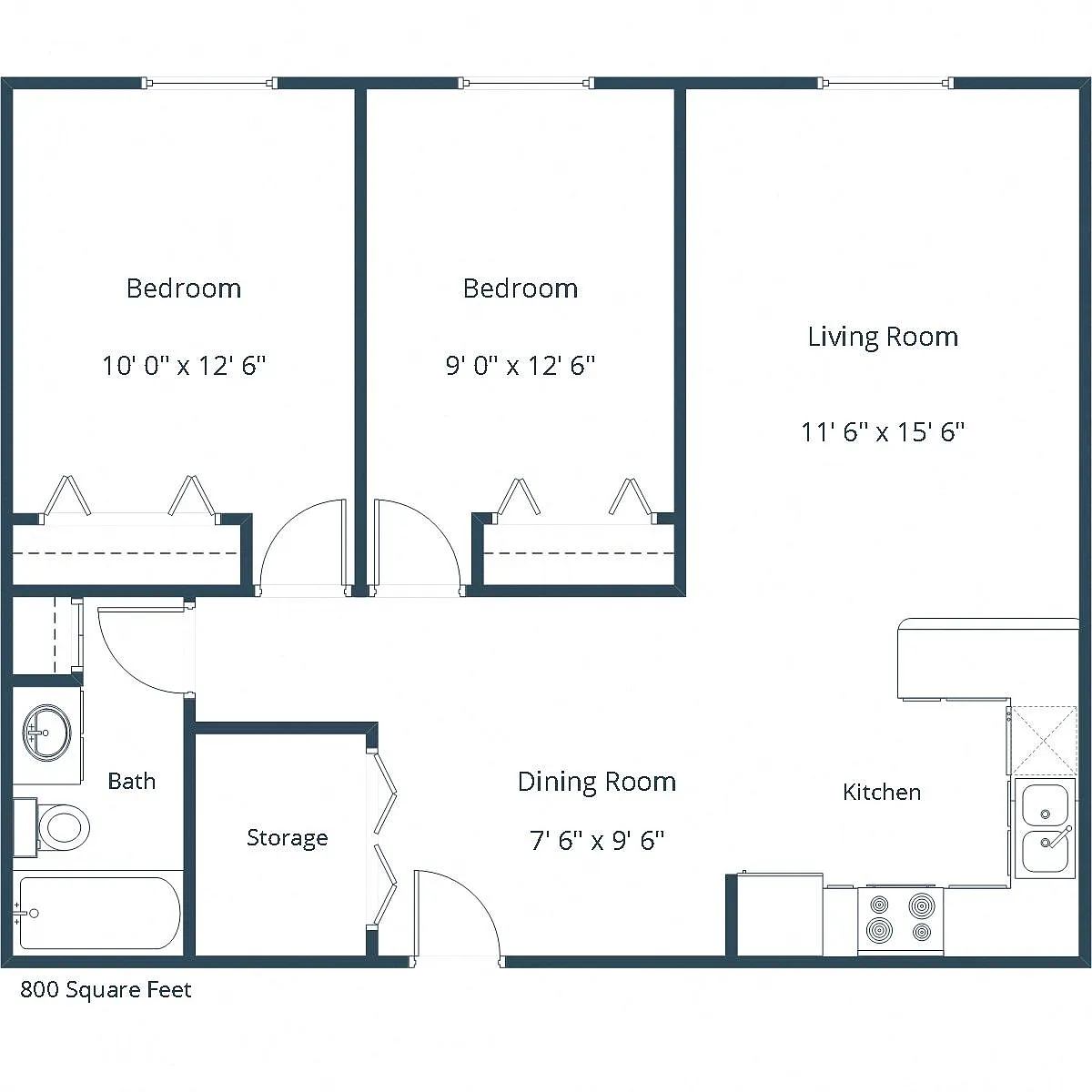 Floor plan Two Bedroom 21A