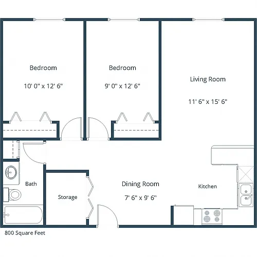 Floor plan Two Bedroom 21A