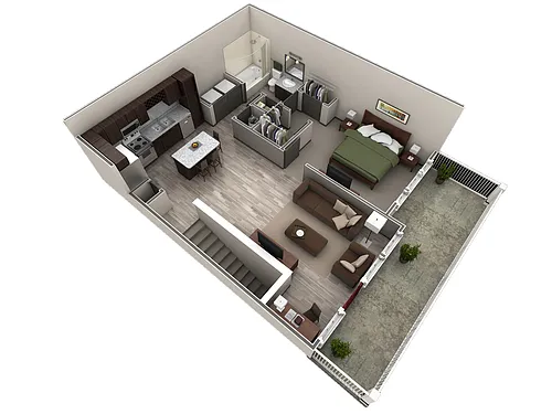 Floor plan 1 BR Designer Overlook
