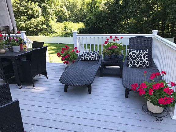 Deck and fenced backyard 