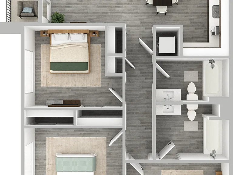 Three-Bedroom, Two-Bathroom Apartment Three-Bedroom, Two-Bathroom Apartment