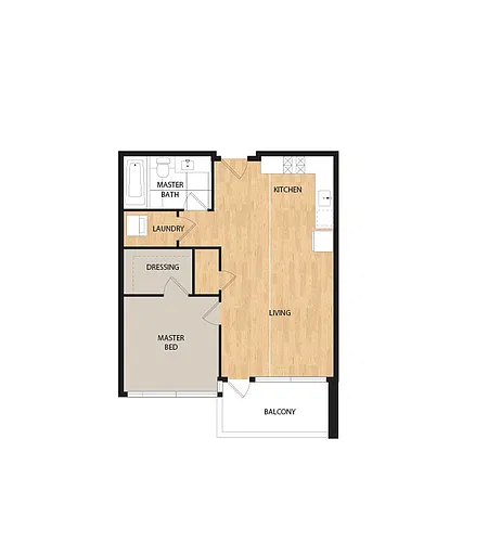 Floor plan Sidecar 1 Bed/1 Bath-Burnside