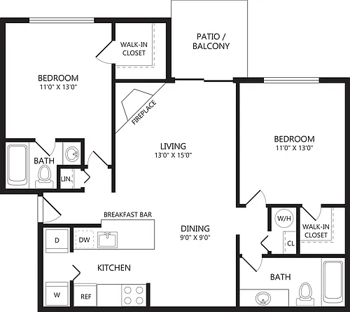 Floor plan 2 Bed/2 Bath-B3