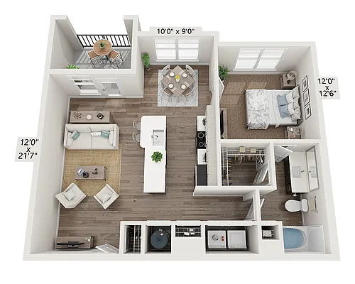 Floor plan One Bedroom A1D