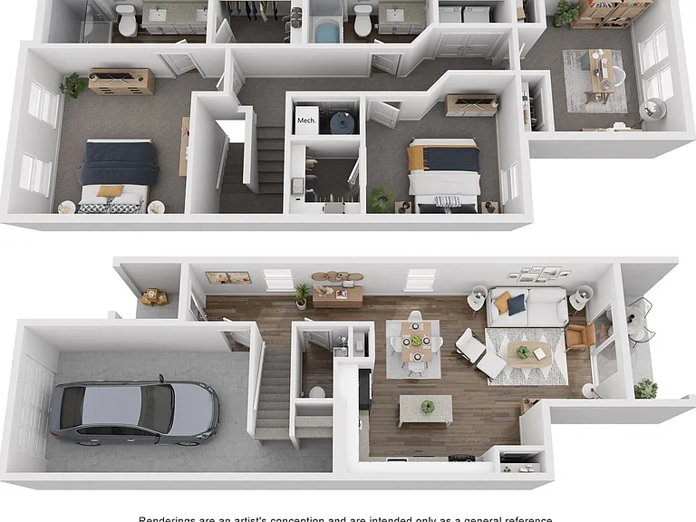 The Calusa is a 3-bed x 2.5-bath 1,504 SF townhome. The Calusa is a 3-bed x 2.5-bath 1,504 SF townhome.
