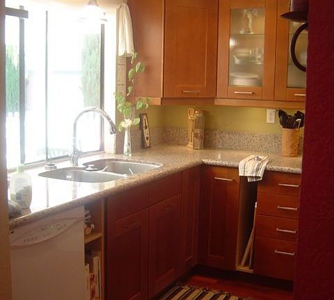 kitchen sink with a view to the pool