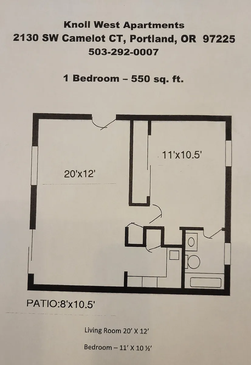 Floor plan Efficiency 1x1