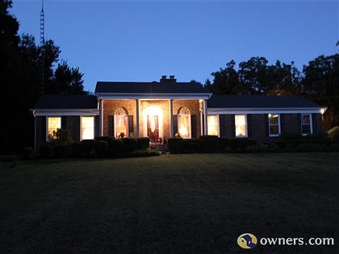 View from front of house at dusk.