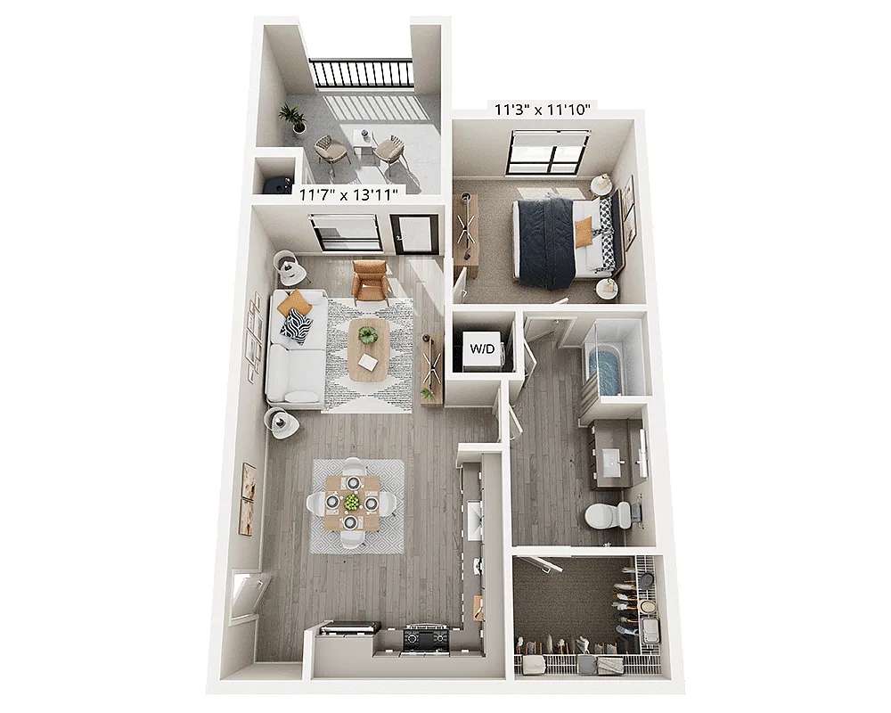 Floor plan One Bedroom A1A