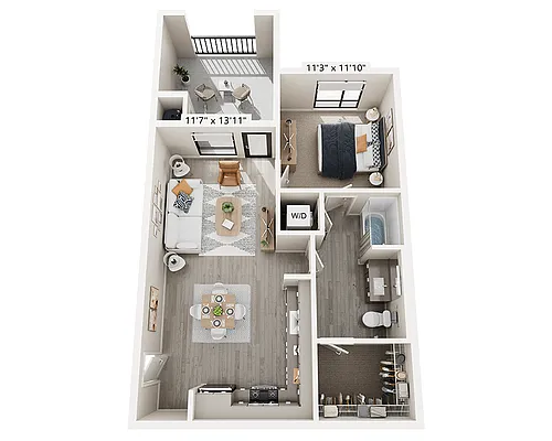 Floor plan One Bedroom A1A