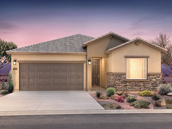 The stone option added to Home Exterior B of the Verbena home design at Inspiration.