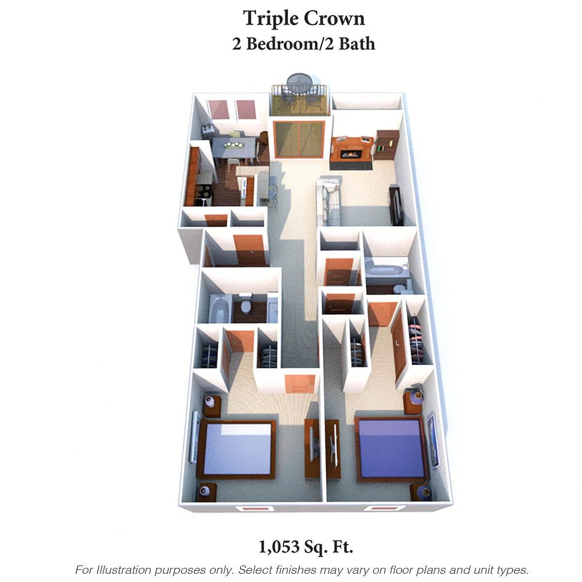 Floor plan The Triple Crown: 2 Bed, 2 Bath