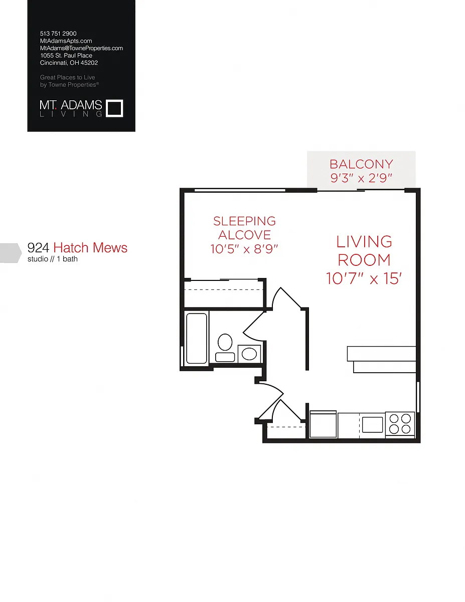 Floor plan 924 Hatch Mews - Studio + Balcony