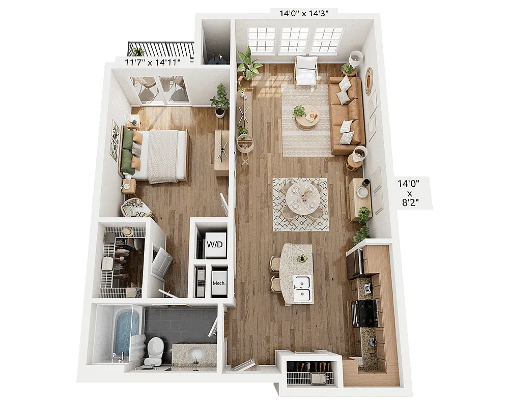 Floor plan One Bedroom A1F