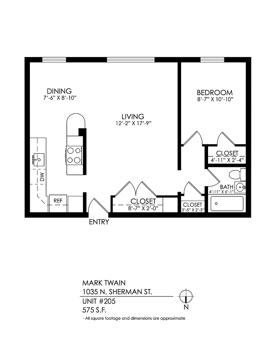 Floor plan 1 Bedroom, 1 Bath