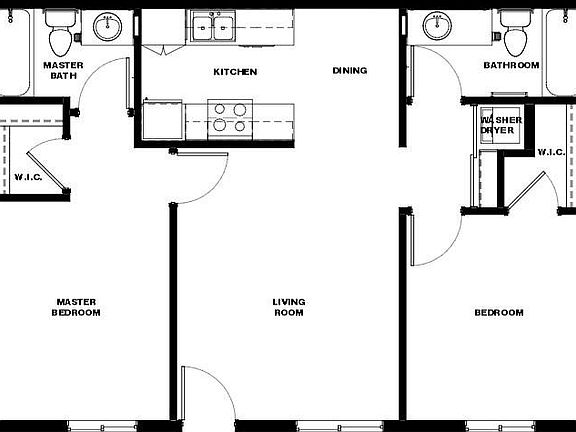 845sqft 2bed 2 bath split with washer and dryer
