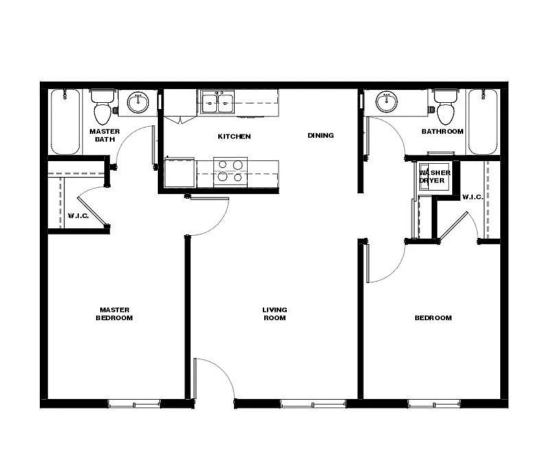 845sqft 2bed 2 bath split with washer and dryer - Eastridge Apartments