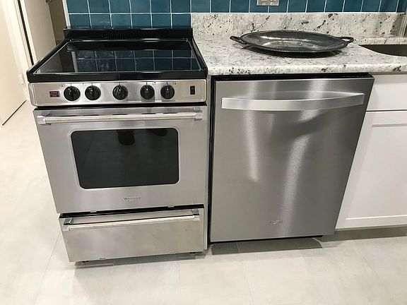 New stainless steel appliances (stove, dishwasher, fridge and microwave)