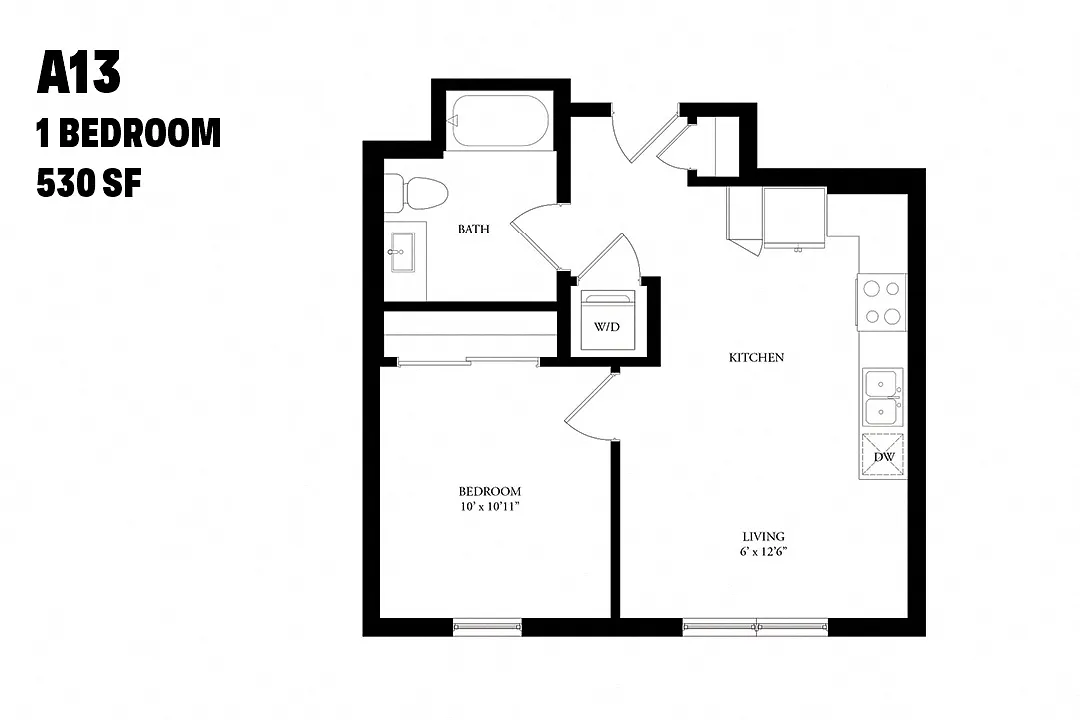 Floor plan One Bedroom A13