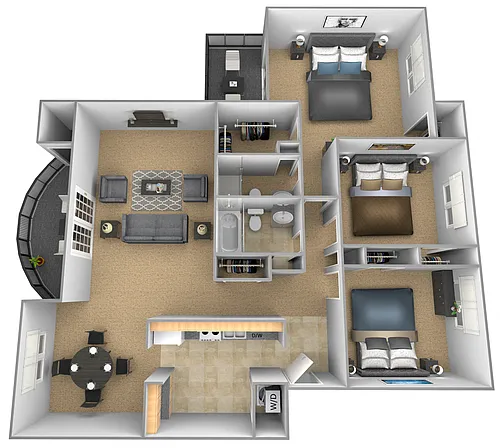 Floor plan 3 Bedroom 2 Bath