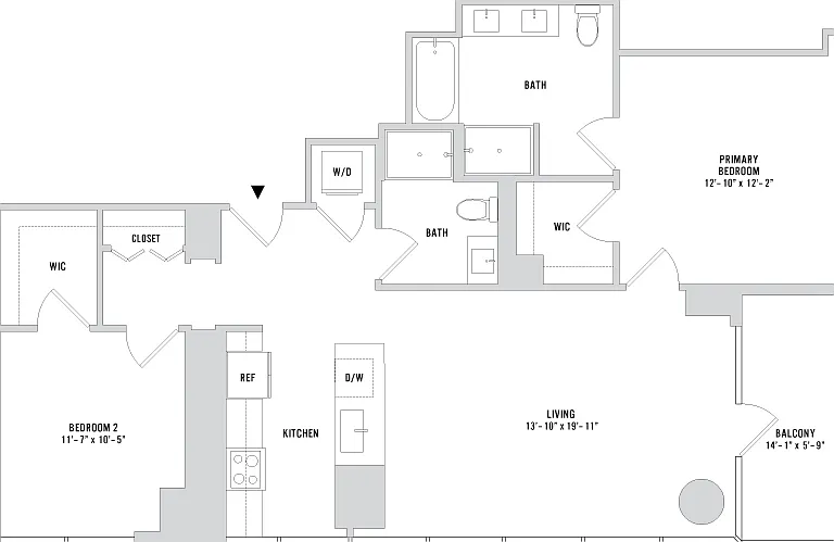 Two Bedroom B-05 - 1139 Sq. Ft. - Floors 26-42 Two Bedroom B-05 - 1139 Sq. Ft. - Floors 26-42