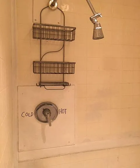 THE PLUMBER FORGOT TO REVERSE THE HOT AND COLD WATER LINES AS THEY CAME THROUGH THE WALL FROM THE KITCHEN SINK ! SO HOT IS ON THE RIGHT; COLD ON THE LEFT. "BASS ACKWARDS" !