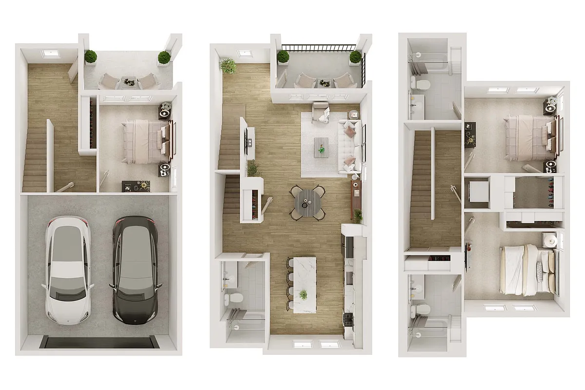Floor plan 3BD 3BTH TH2