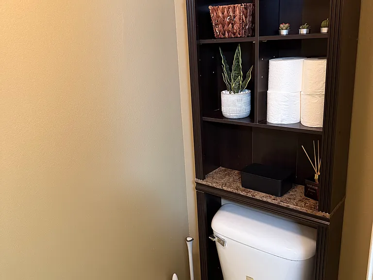 Private toilet area, built in shelf included